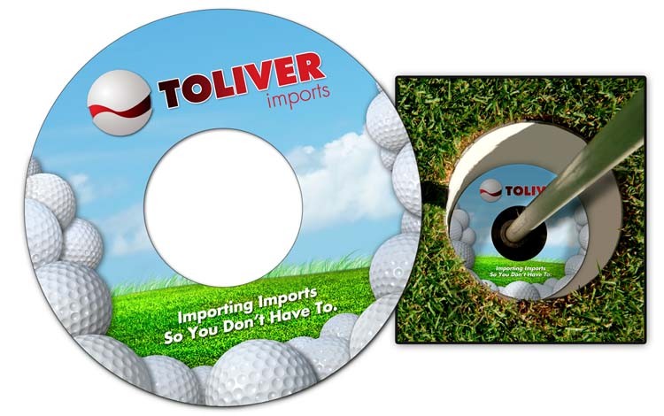 Plastic Golf Cup Ad Ringer - 13 pt UV Inhibiting Laminate - 3.75 Inch Diameter2 sided. 2
