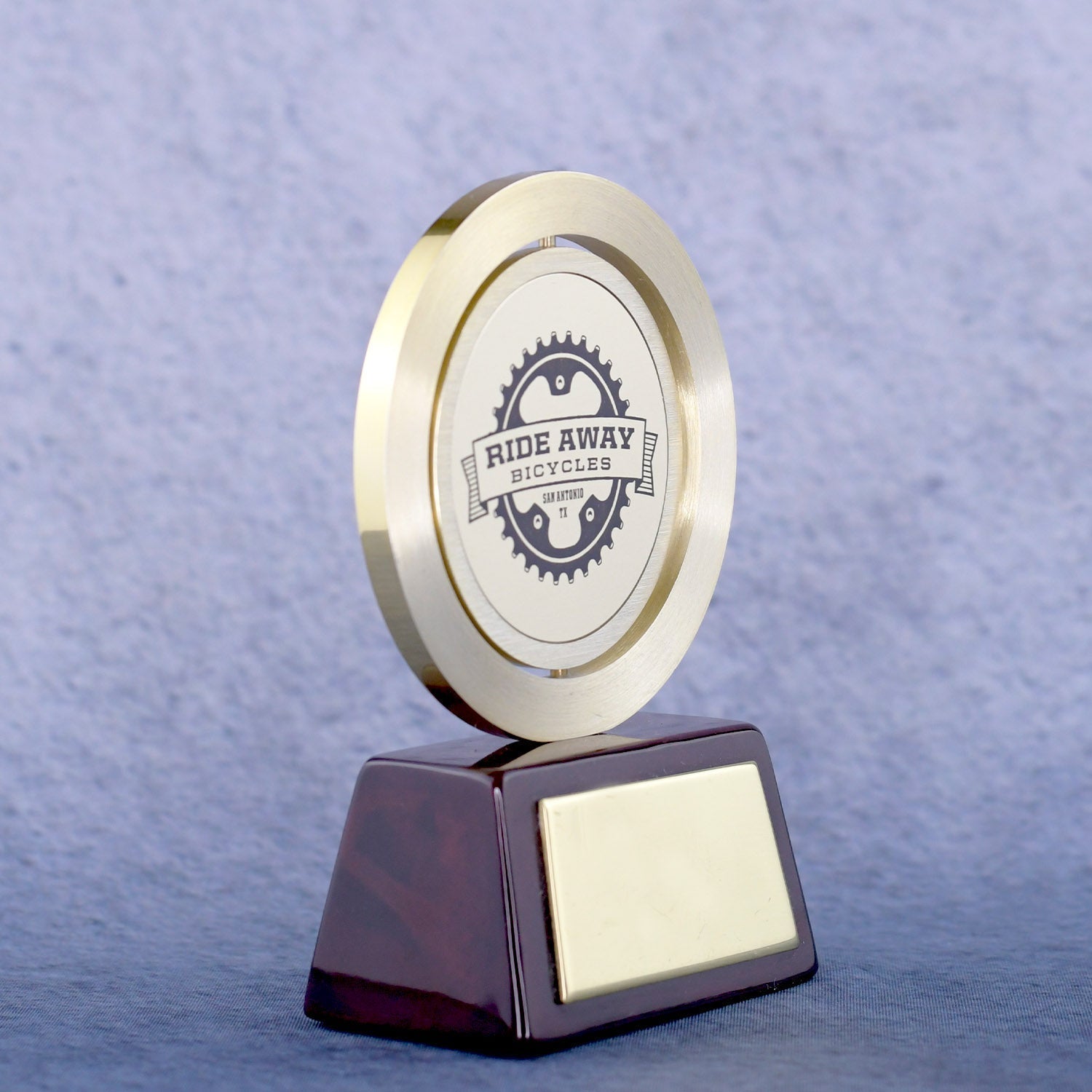 Gold Spinning Medal On Rosewood Base 3