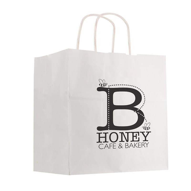 White Kraft Shopping Bag (8" X 4" X 10") Medium 1