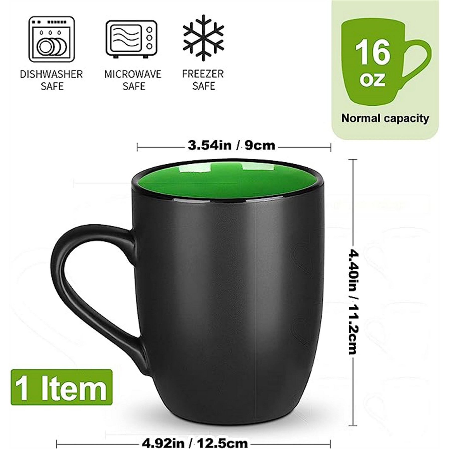 Matte Black Porcelain Coffee Mug 16 Oz 5