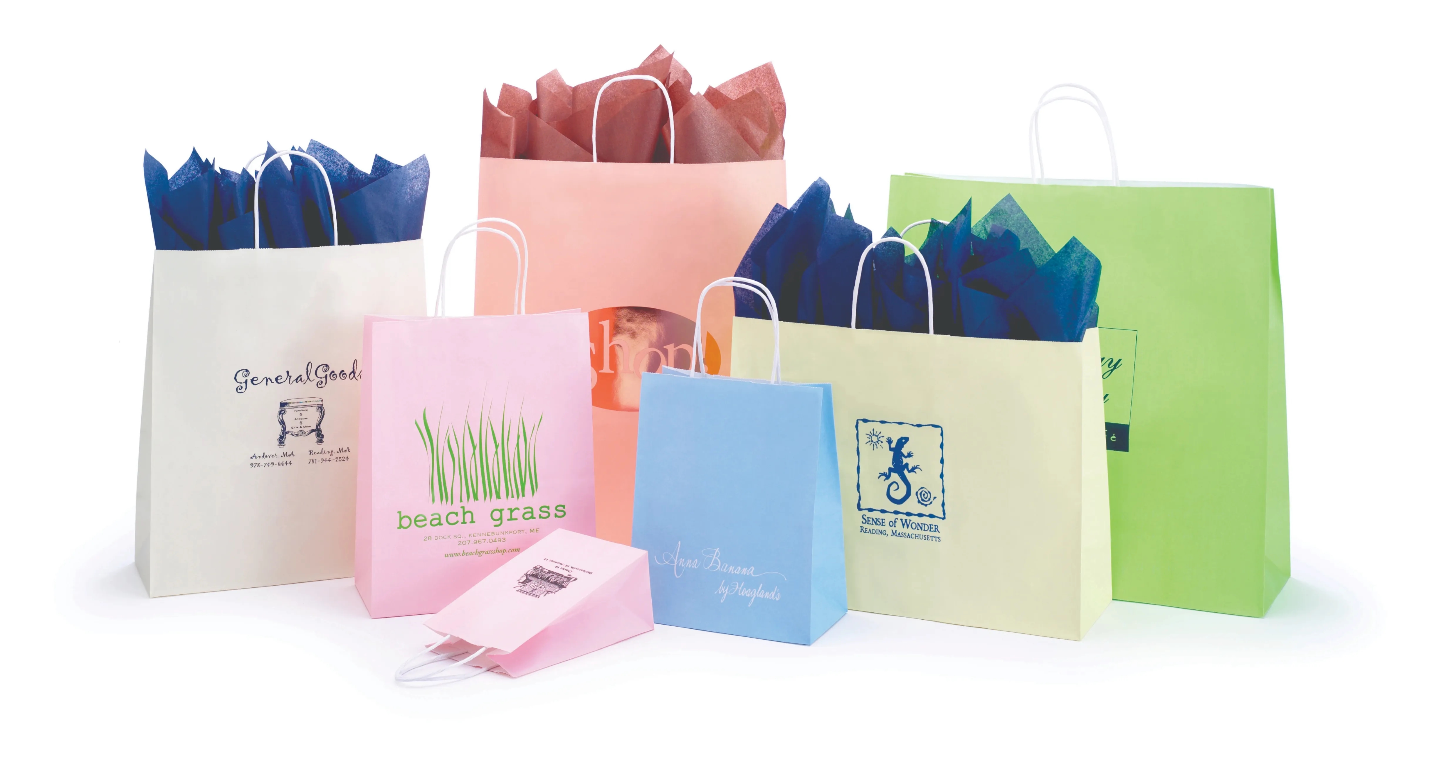 Matte Tints on White Kraft Shopping Bags - Ink Printed