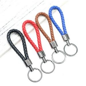 Stylish Weaved PU Leather Keychain with Metal Buckle 23