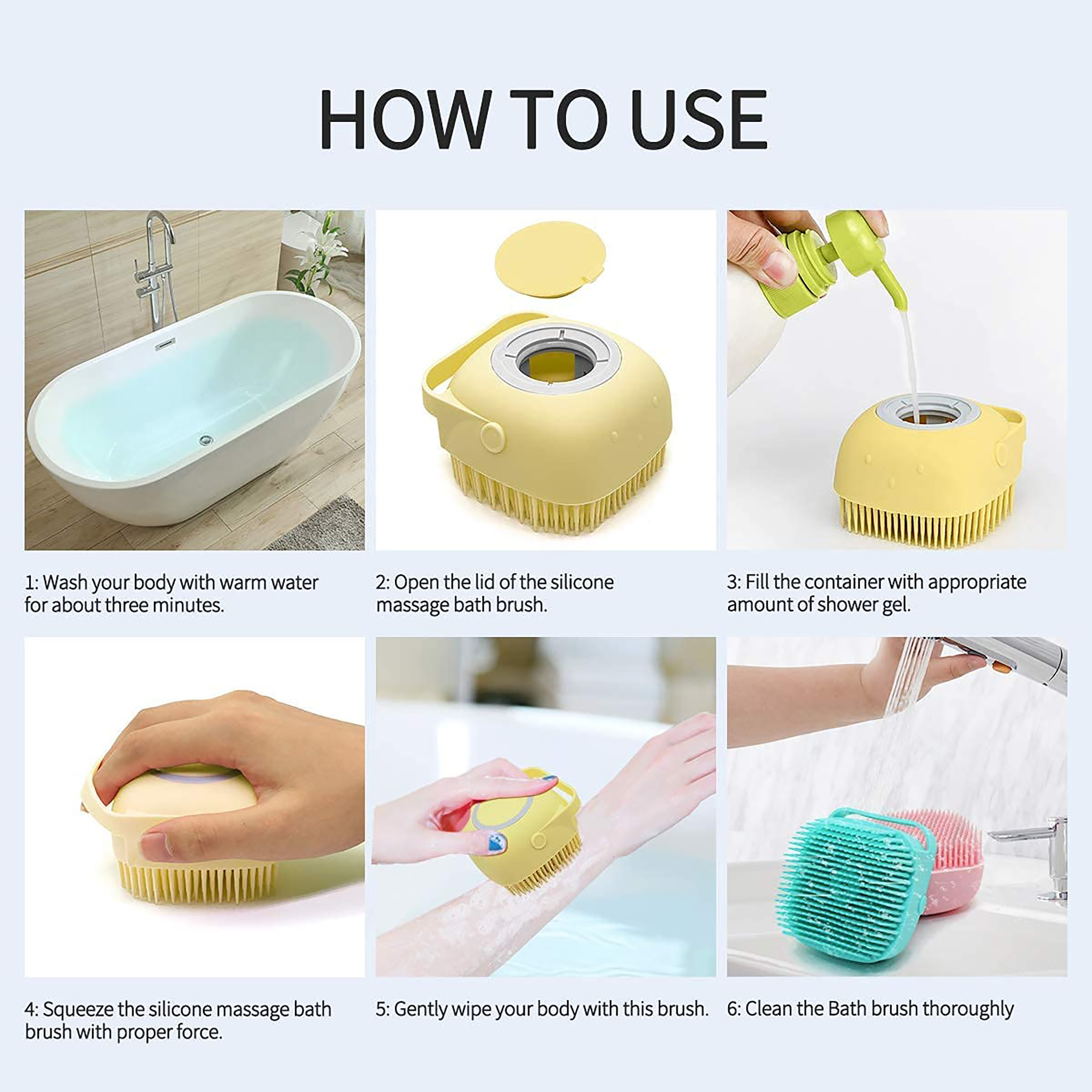 Pet Bath Silicone Massage Brush with Shampoo Box 7