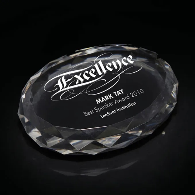 Imprinted 3D Crystal Oval Paperweights 1