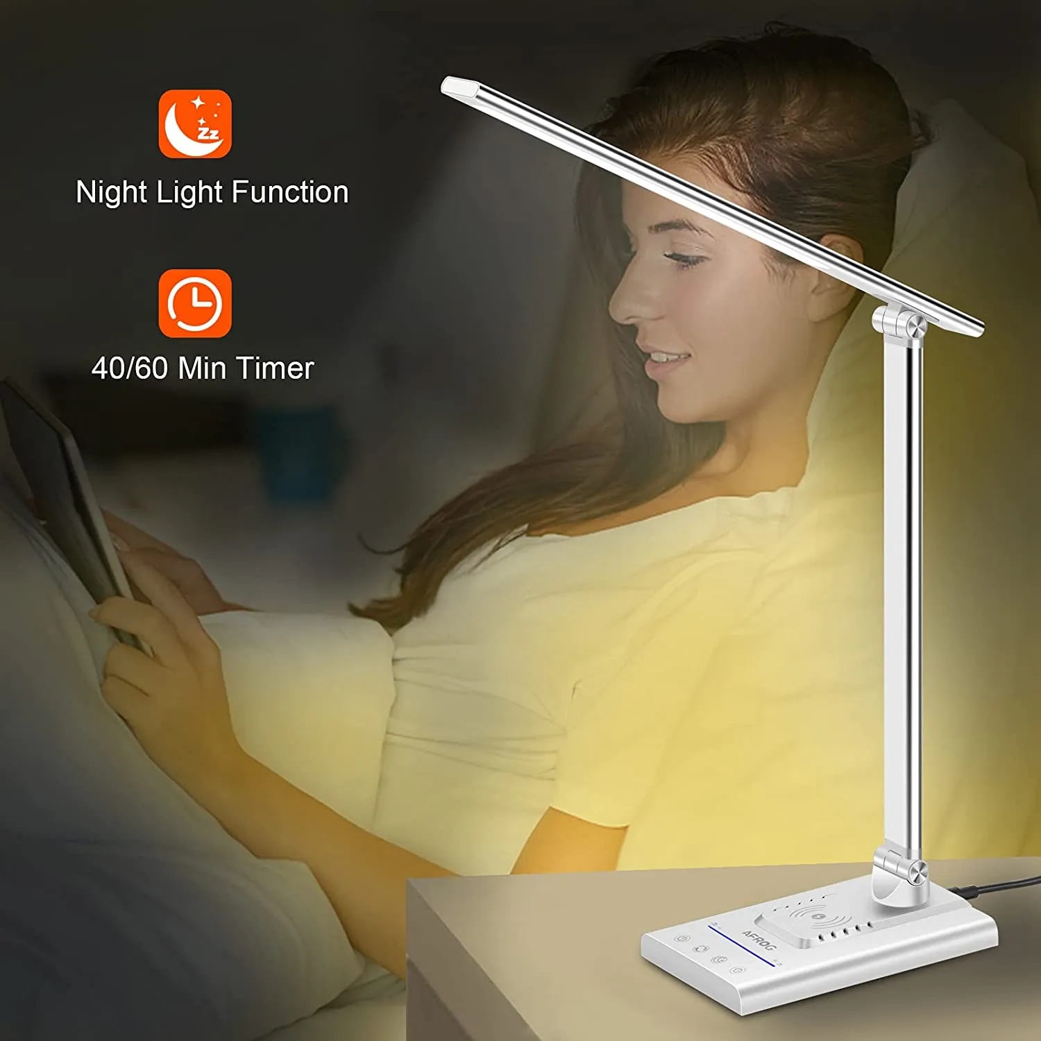 LED Desk Lamp with Wireless Charger 2
