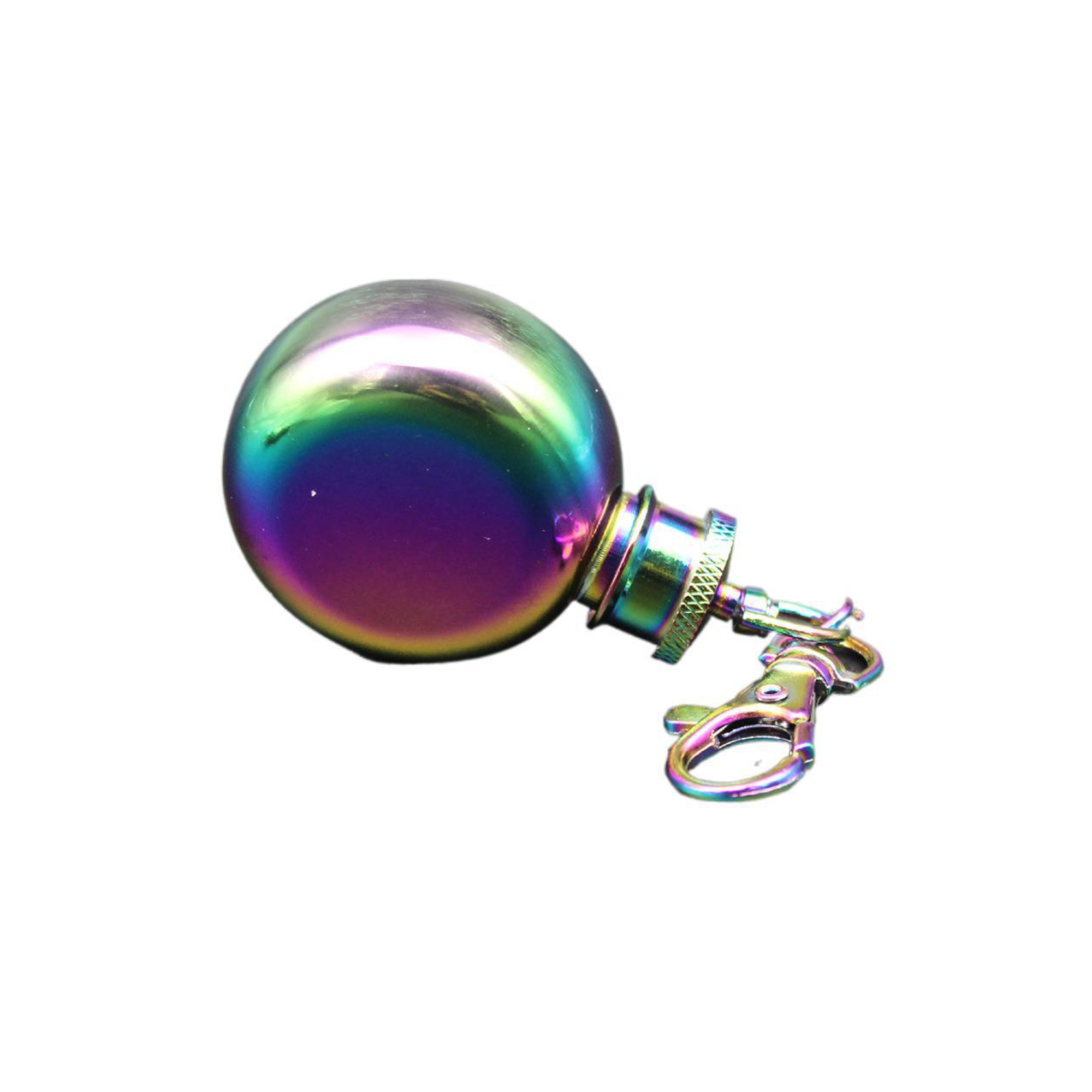 Stainless Round Pocket Flask 1 Ounce With Keychain Clip 8