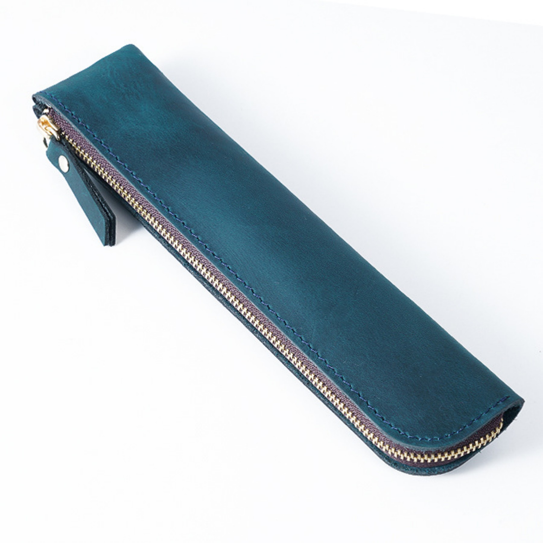 Genuine Leather Zipper Pencil Case 3