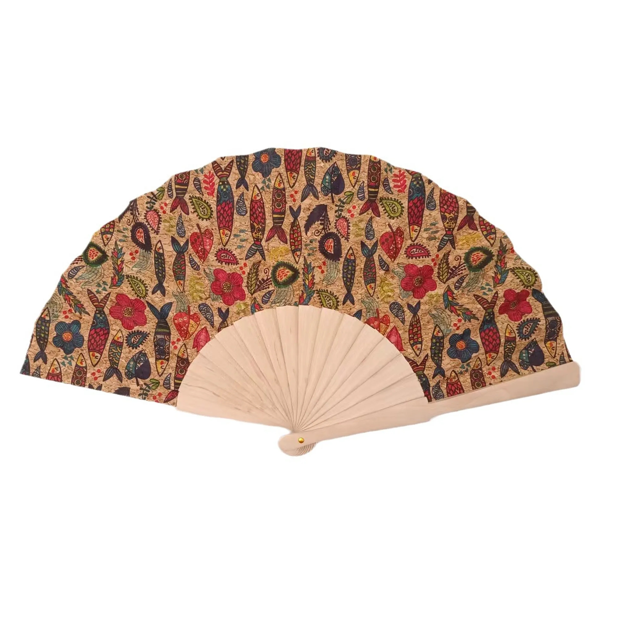 Wooden Cork Folding Handheld Fan 5