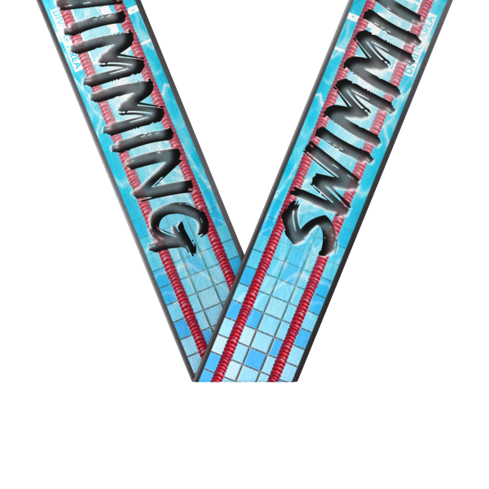 1-1/2" x 34" Sublimated Swimming Sewn Through Neckband
