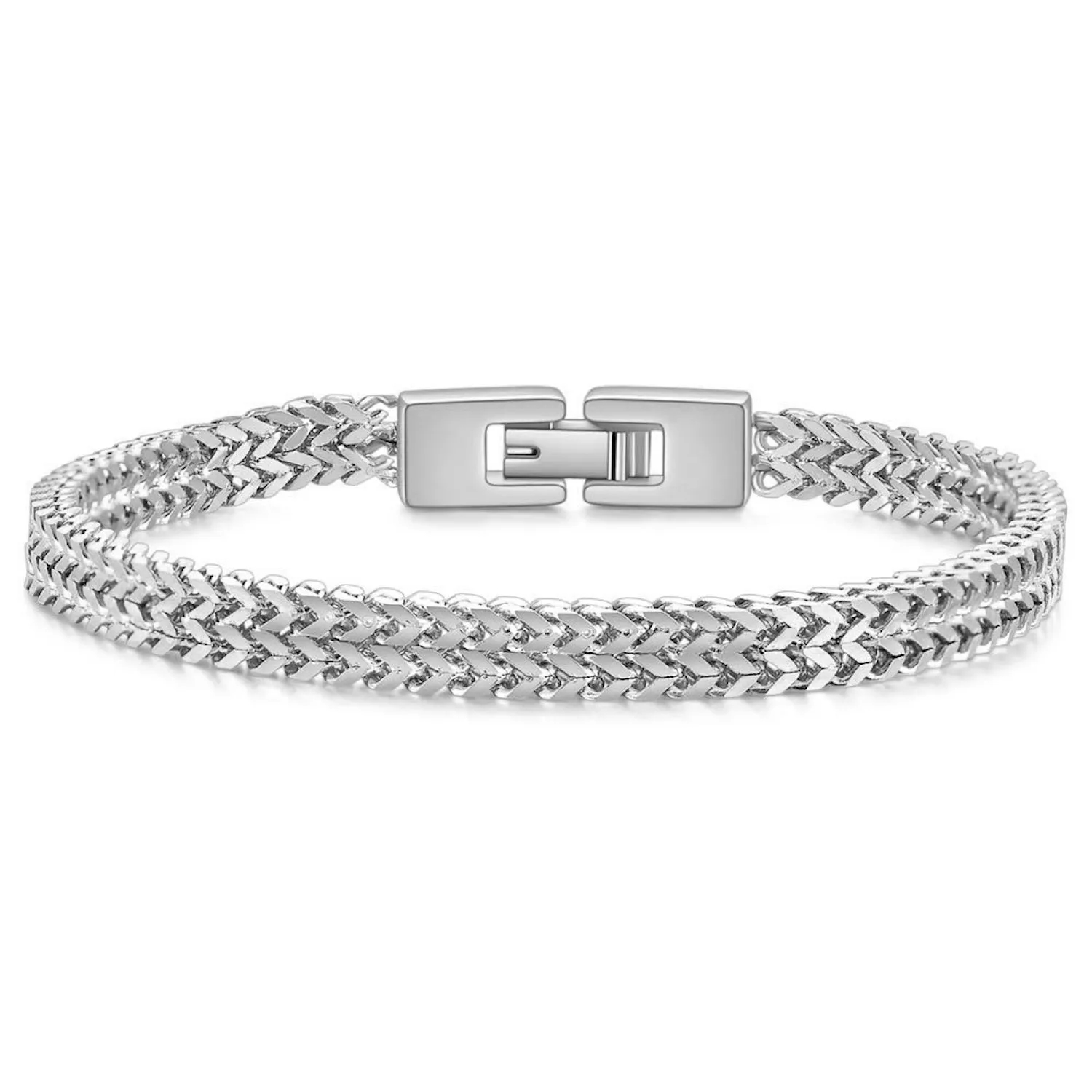 Men's Stainless Double Franco Chain Bracelet with Extension 5