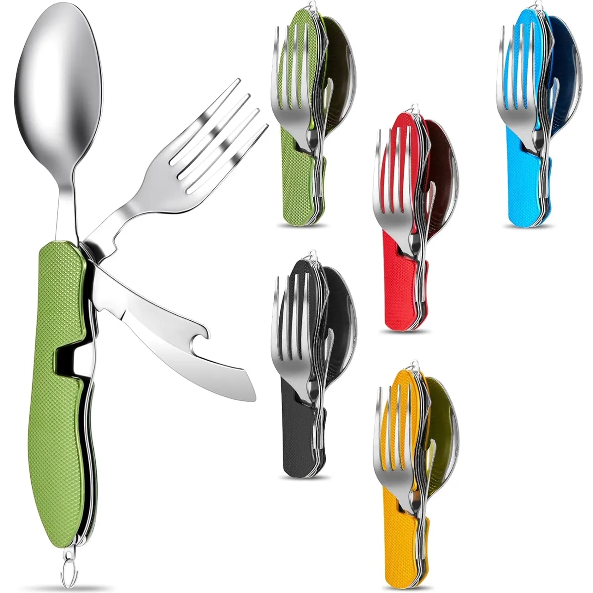 4 in 1 Camping Utensils Portable Stainless Steel Tableware 4