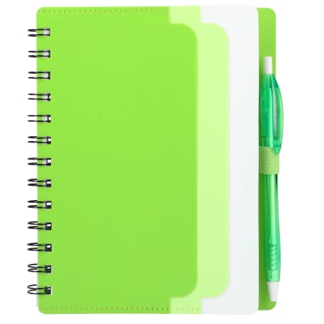 5" x 7" Recycled Dual Pocket Spiral Notebook w Pen 137