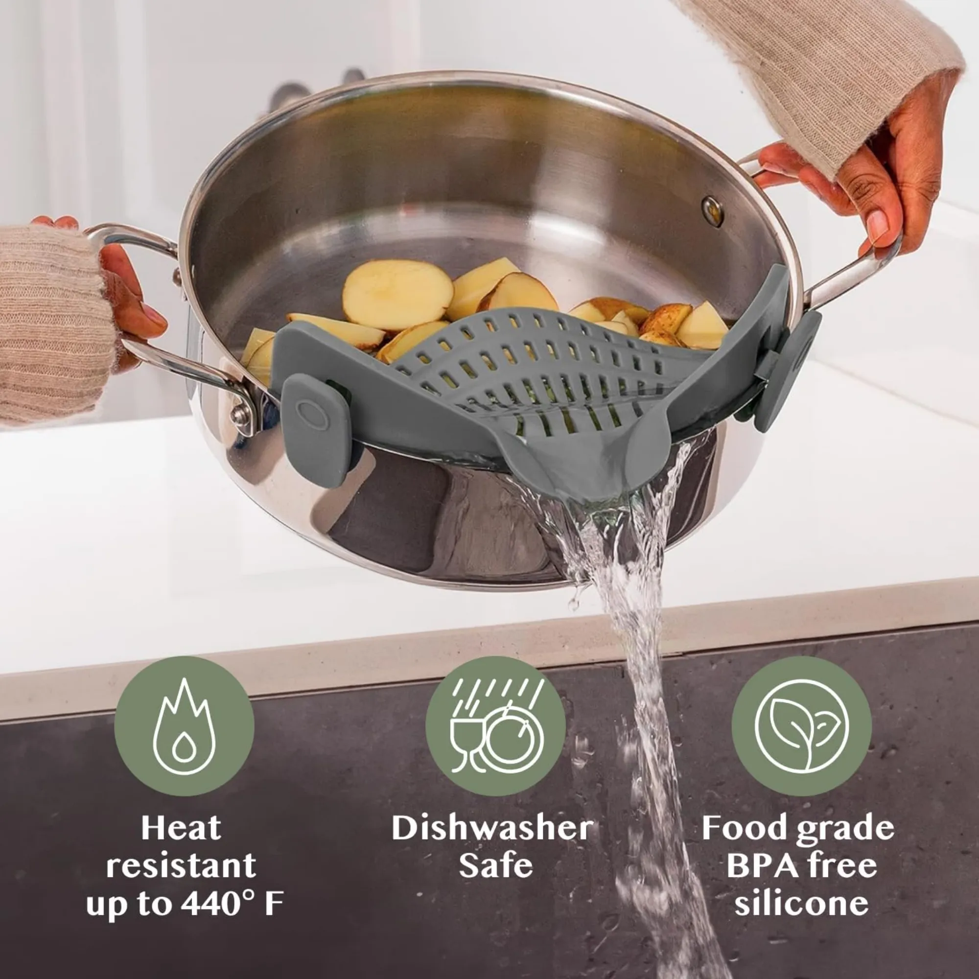 MOQ Kitchen Strain Clip On Strainer for Pots and Pans 10