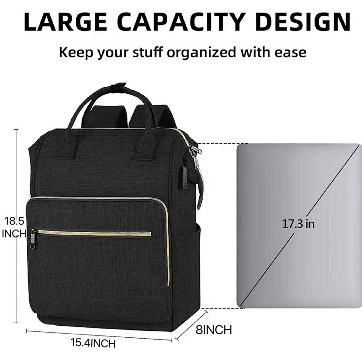 Laptop Backpack with USB Charging Port Carry on Bag for Work 2