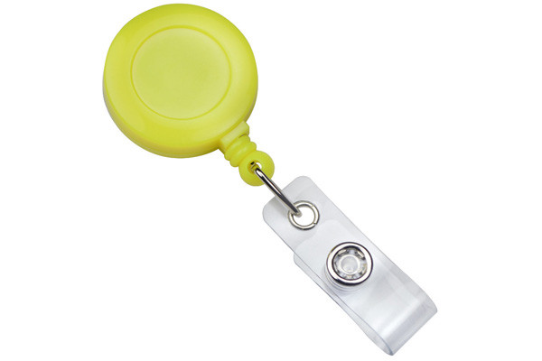 Round Plastic Clip-On Neon Badge Reel (Neon Yellow) 1