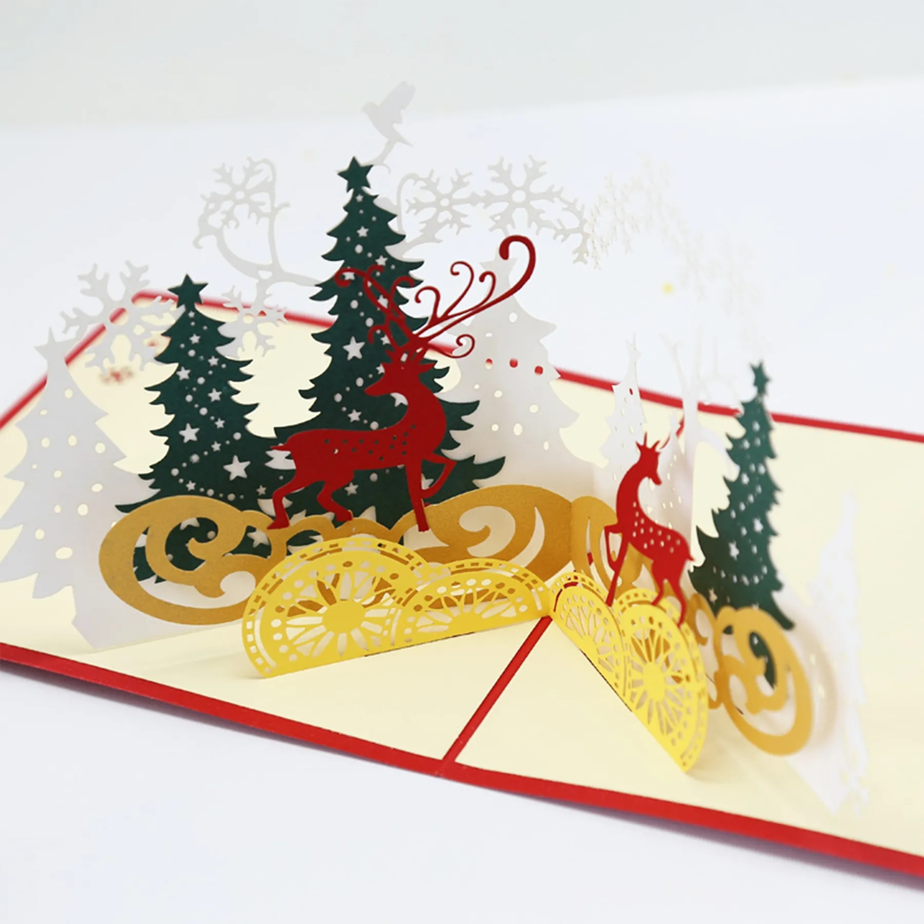 3D Christmas Hollow-out Greeting Card with Envelope 4