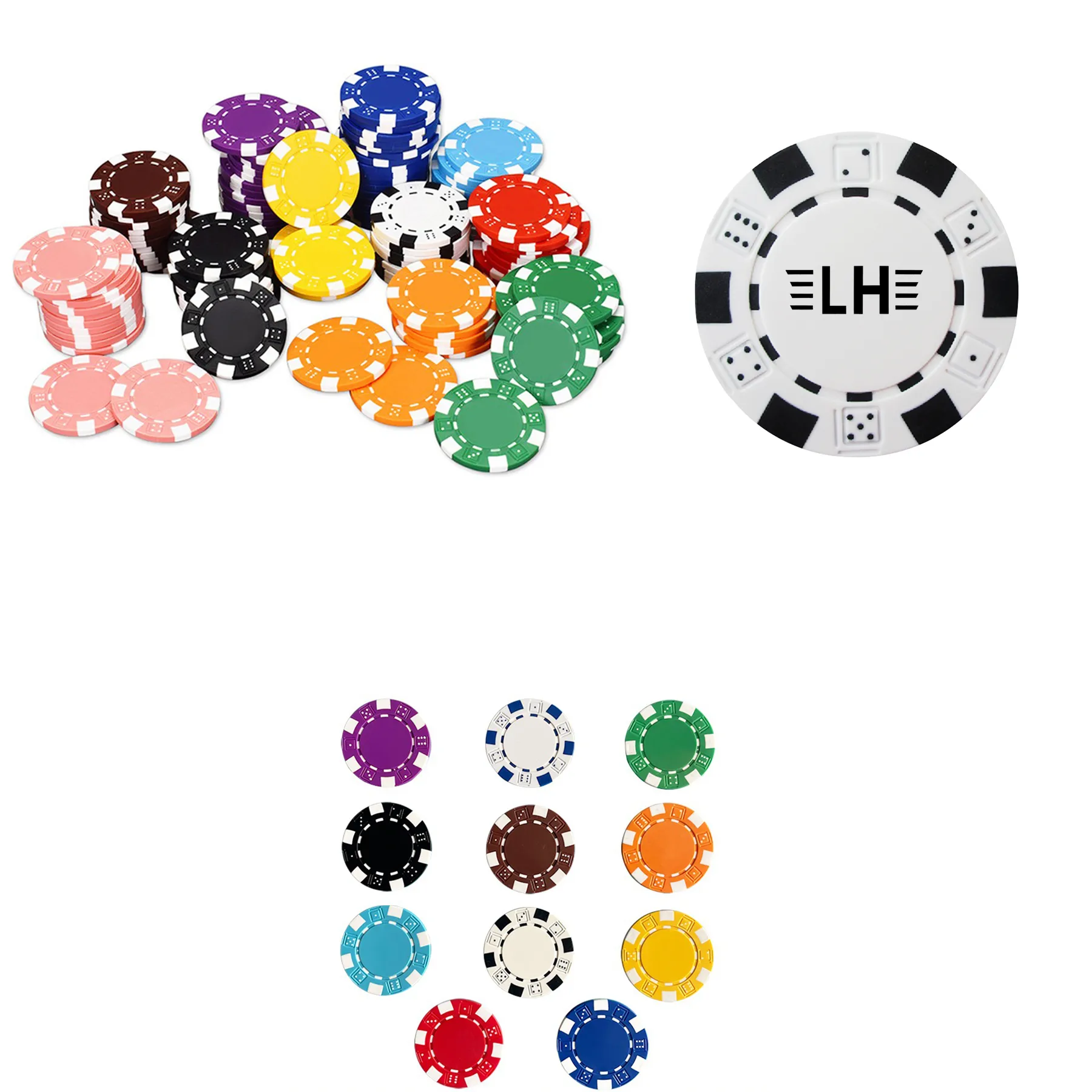 Dice Striped Casino Poker Chips 3