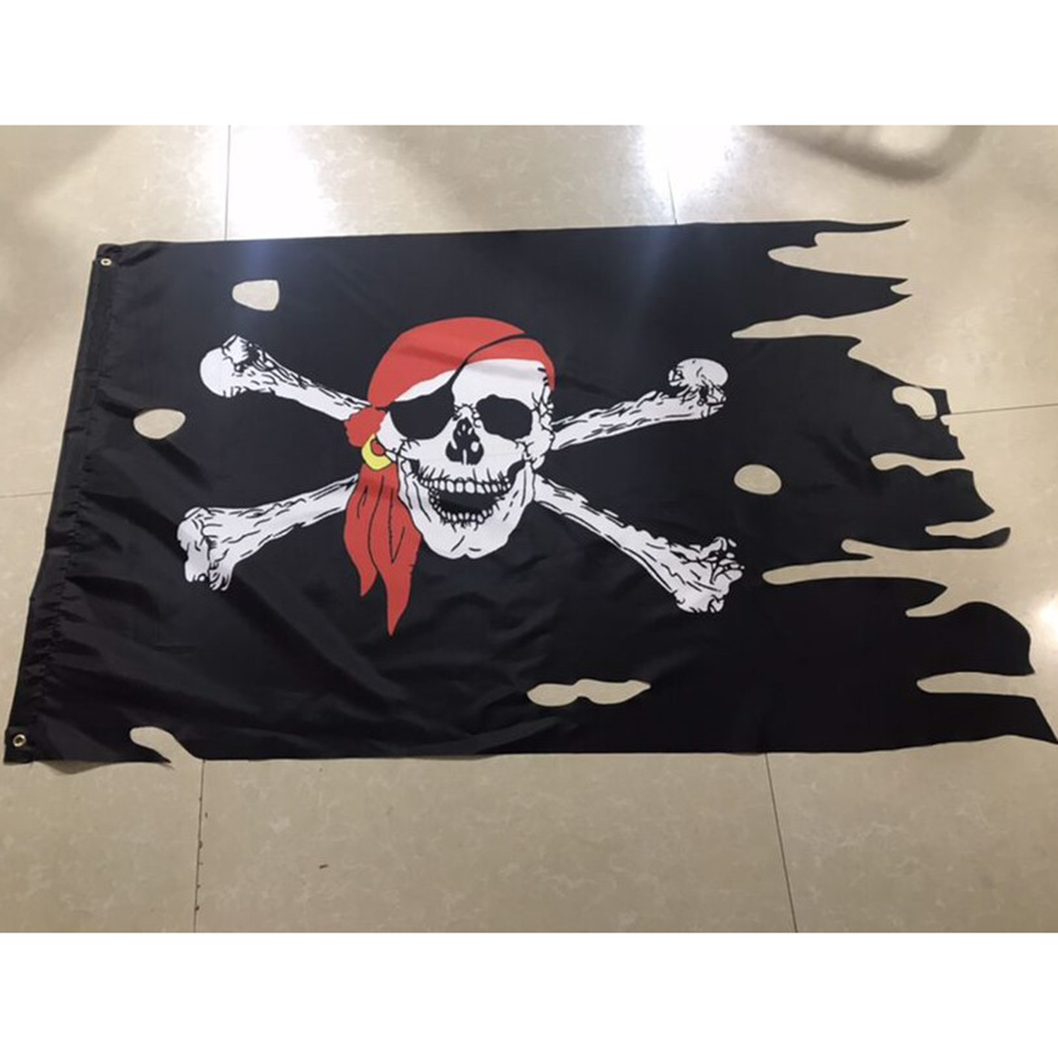Old Skull Bones Pirate Banner Creepy Ragged Flag 6