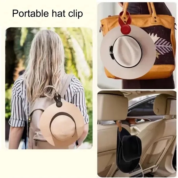 PU Leather Hat Clip Holder - Stylish Hands-Free Accessory 2
