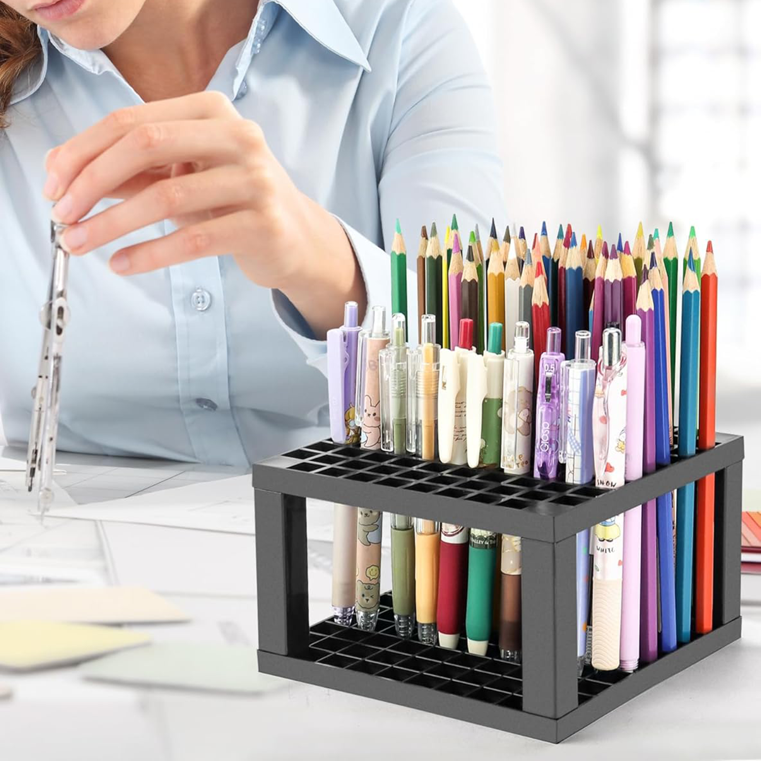 Art Supply 96 Hole Plastic Pencil & Brush Holder 4
