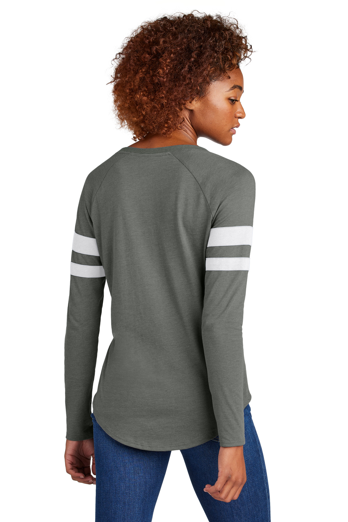 Sport-Tek Women's Halftime Stripe Long Sleeve V-Neck Tee LST6043 4