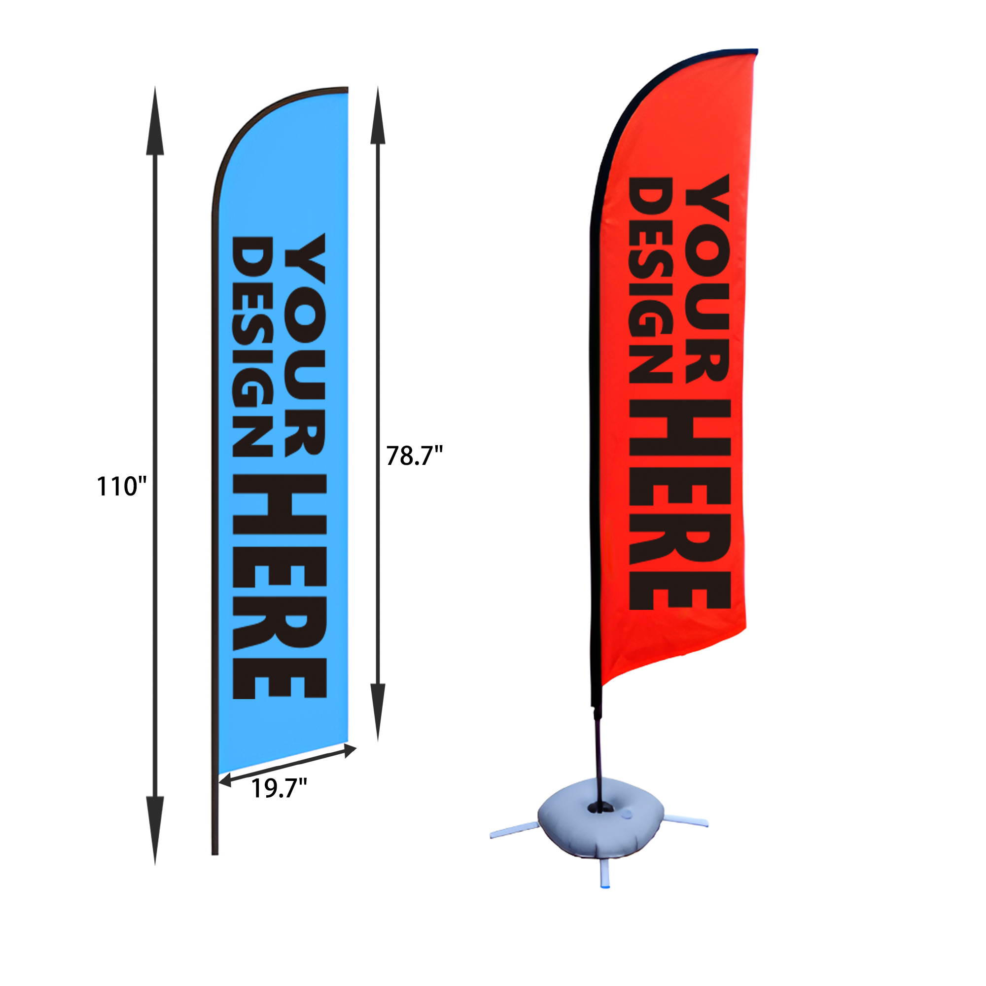 MOQ 2 PCS Tall 110 In High Beach Advertising Flag 3