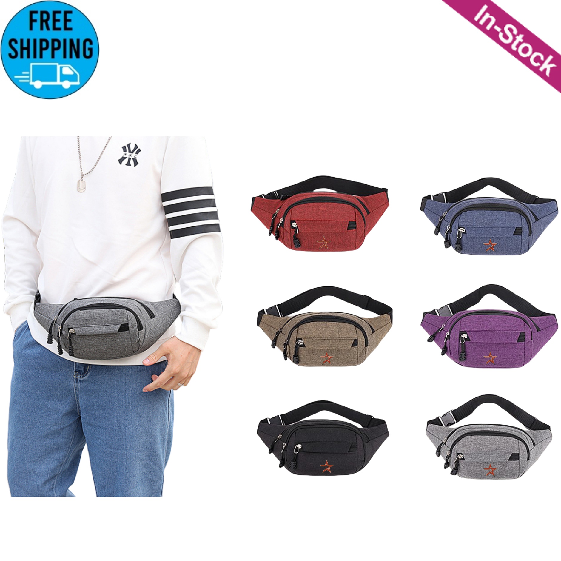 4 Zipper Pockets Fanny Packs 4