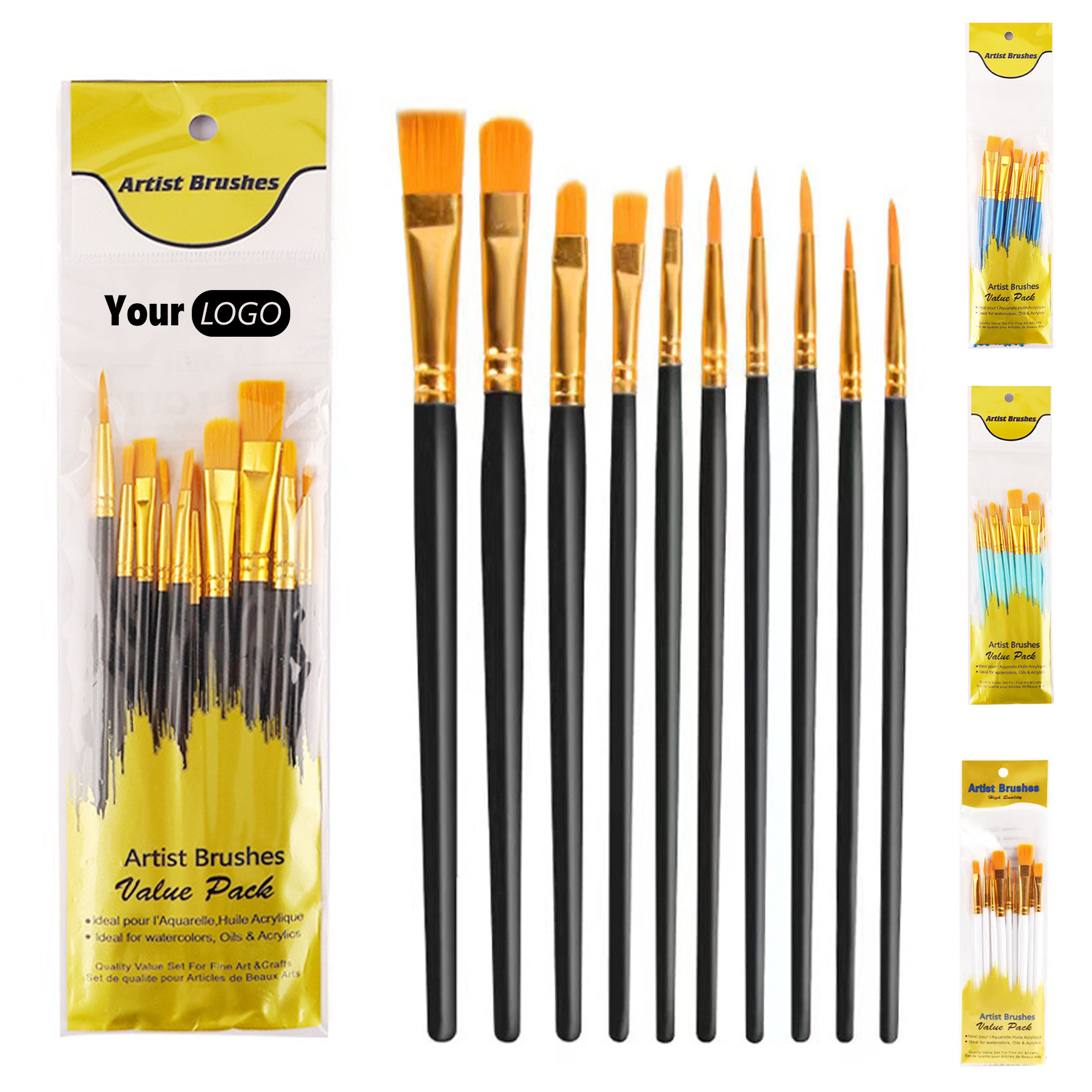 Plastic Set of 10 plastic pole oil brushes 2