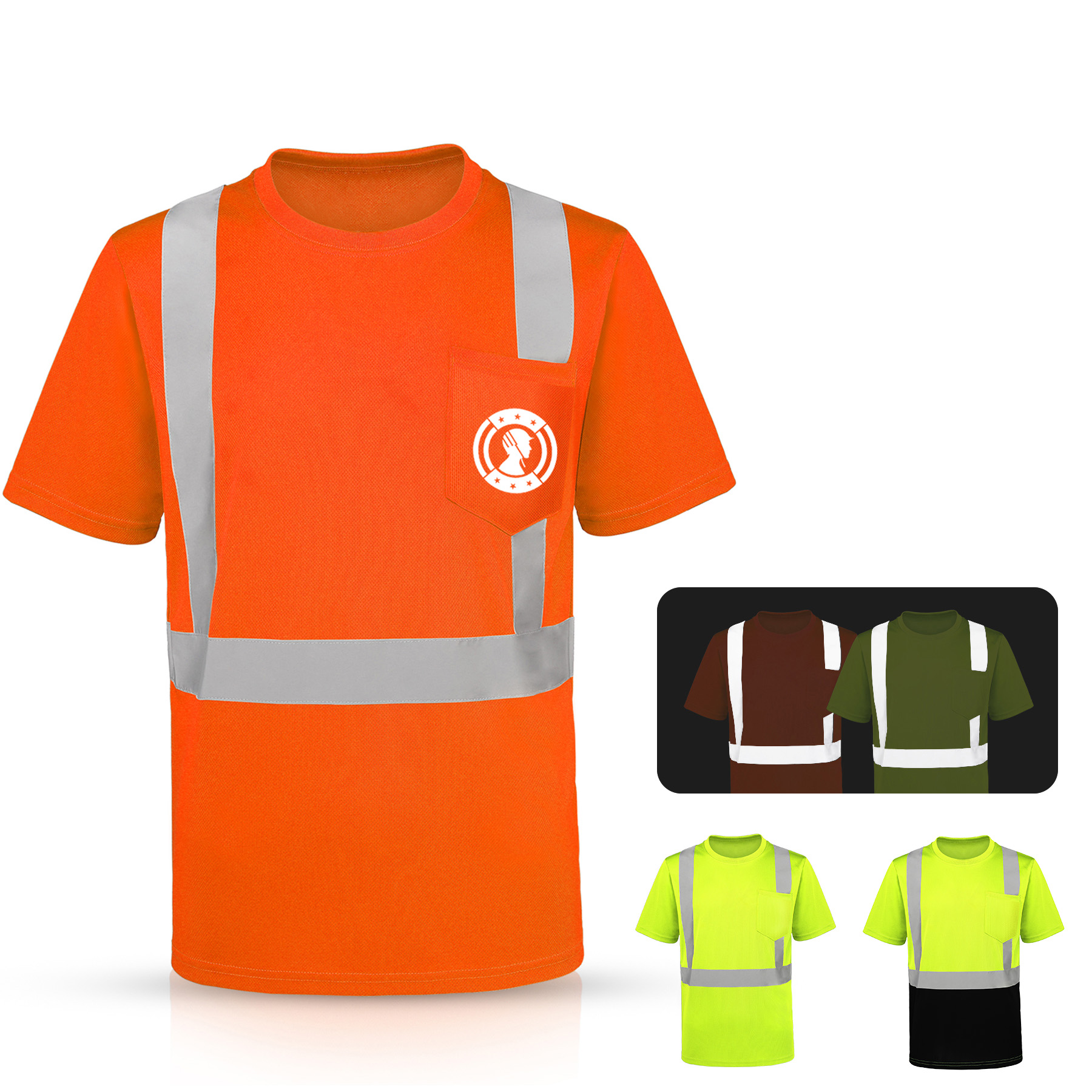 4 Oz. Class 2 Men's Short Sleeve Hi Vis Reflective Safety T-Shirt W/ Pocket 7