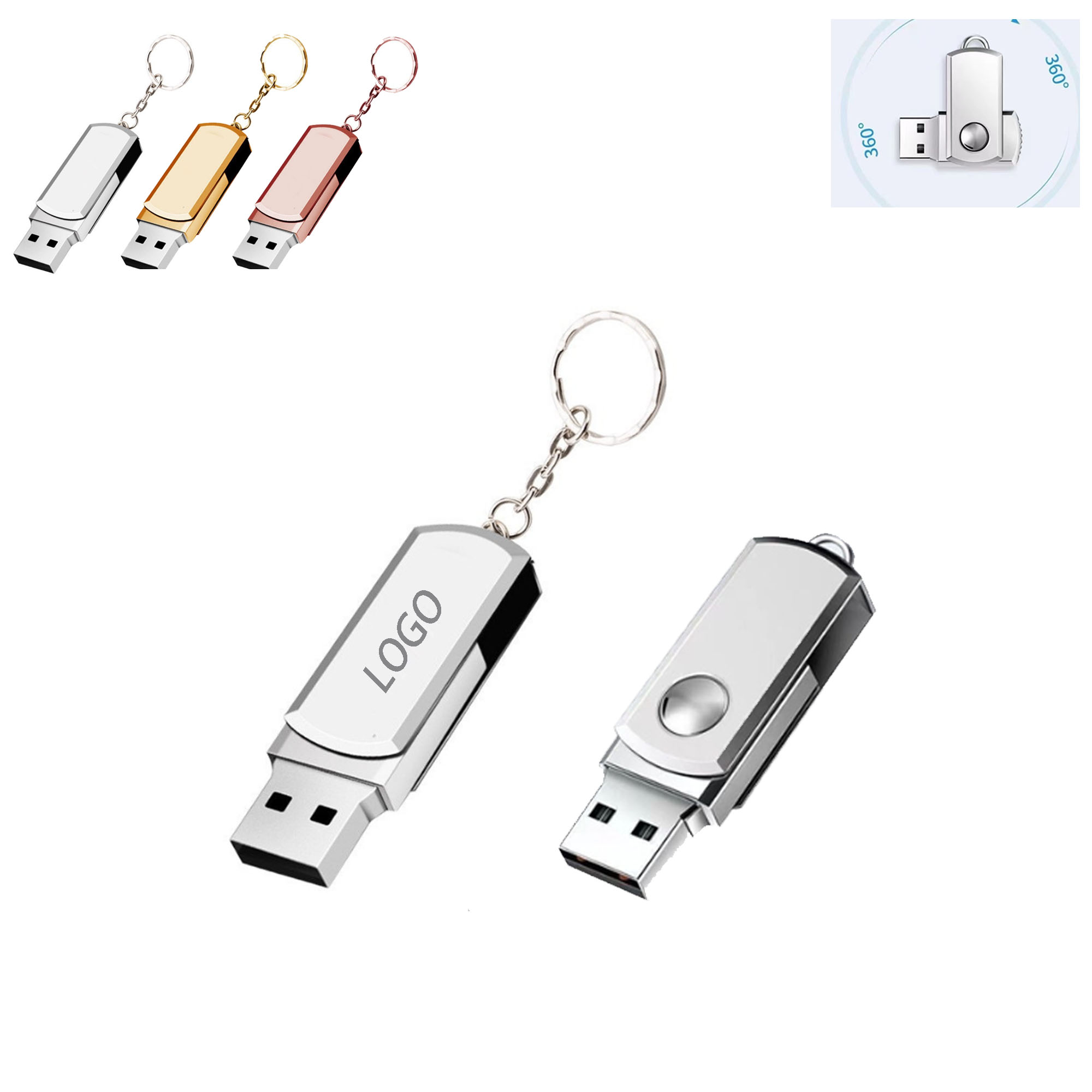 Computer 4 GB Metal USB Flash Drive With Keychain 2