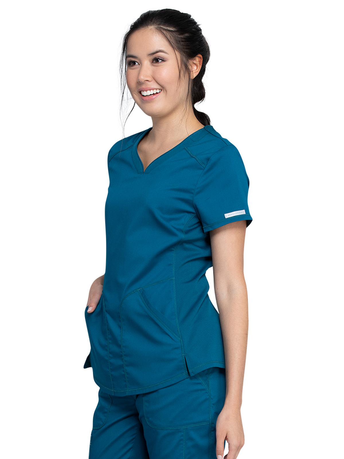 Cherokee - Workwear Revolution - Women's 2-Pocket V-Neck Top 12