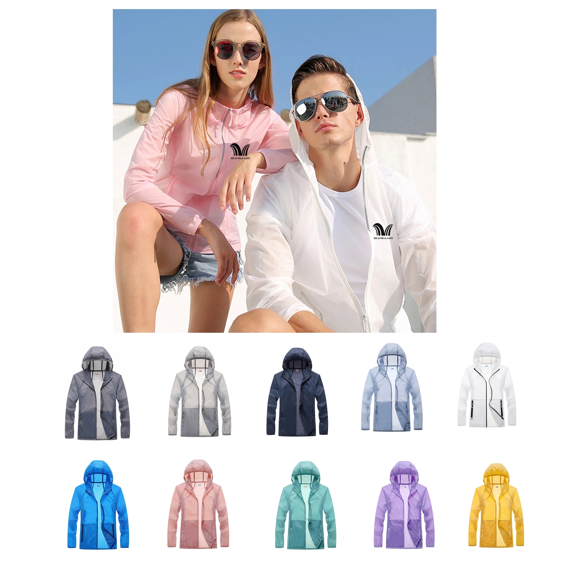 Full Zip Upf 50+ Sun Protection Hoodie Jacket Sleeve 7