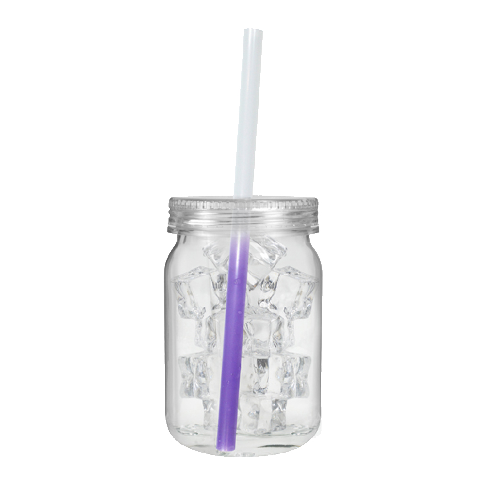24 oz. Plastic Mason Jar with Mood™ Straw 1