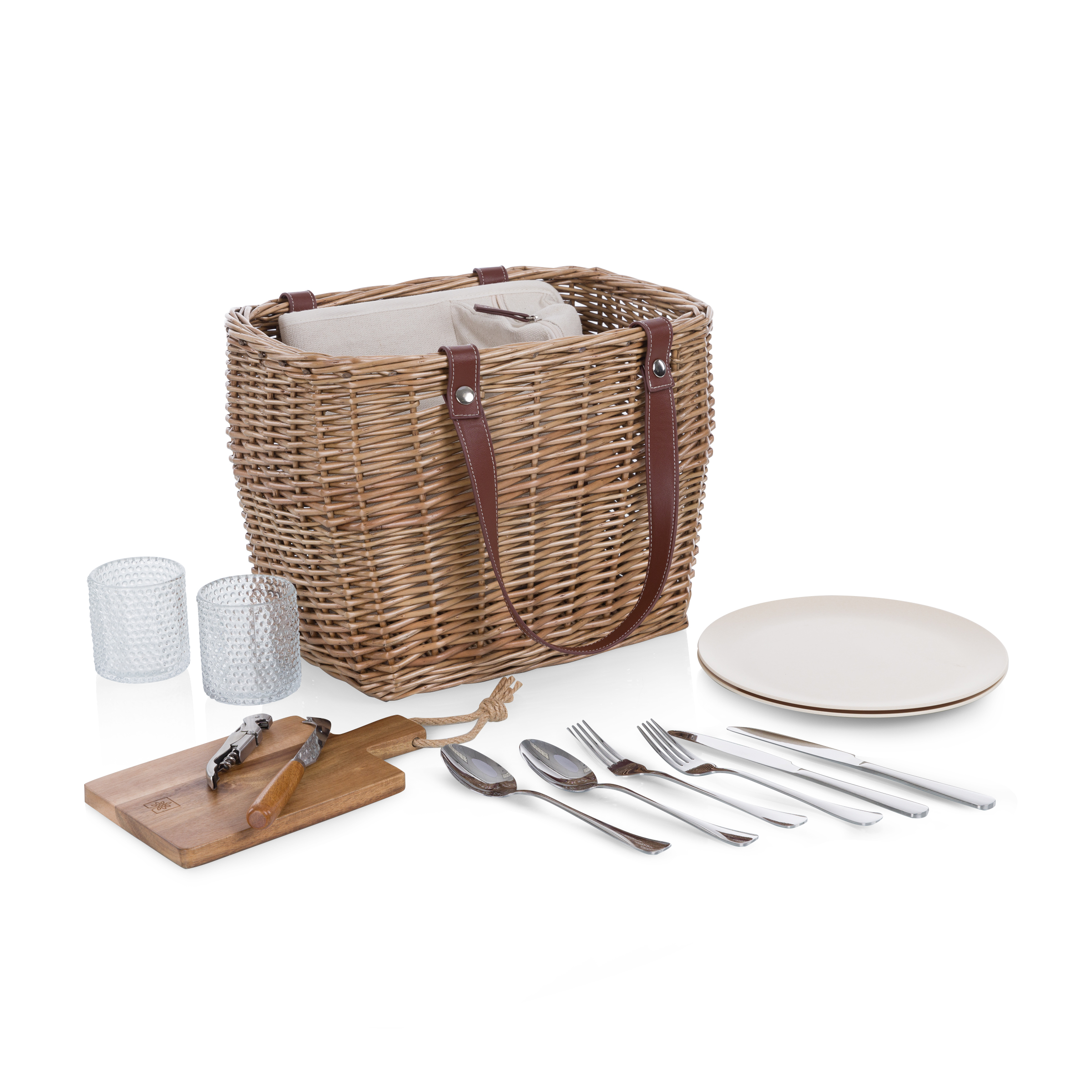 Terrabella Earth Friendly Handwoven Picnic Basket Set for 2 1