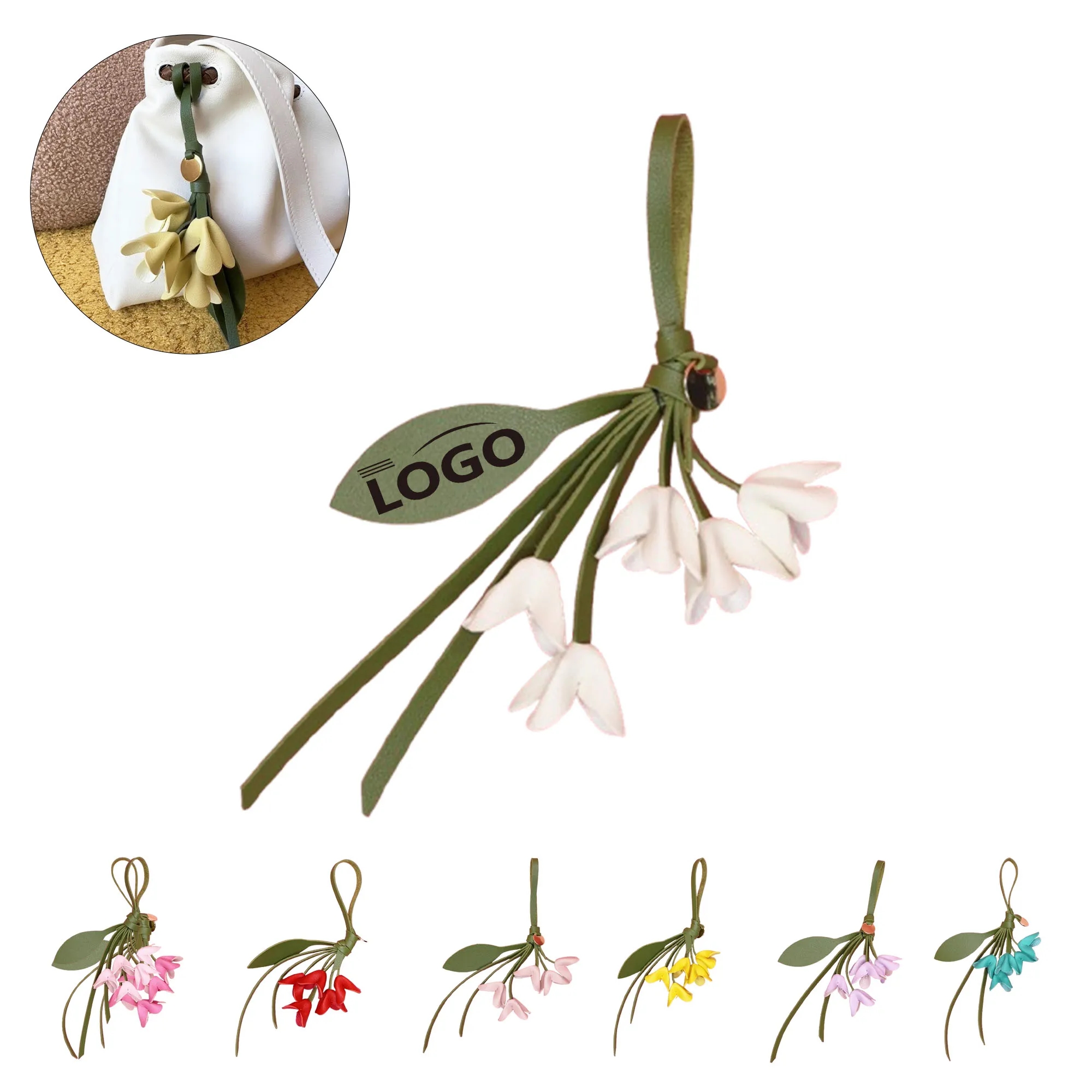 Cute Handmade PU Leather Flower Bag Charm