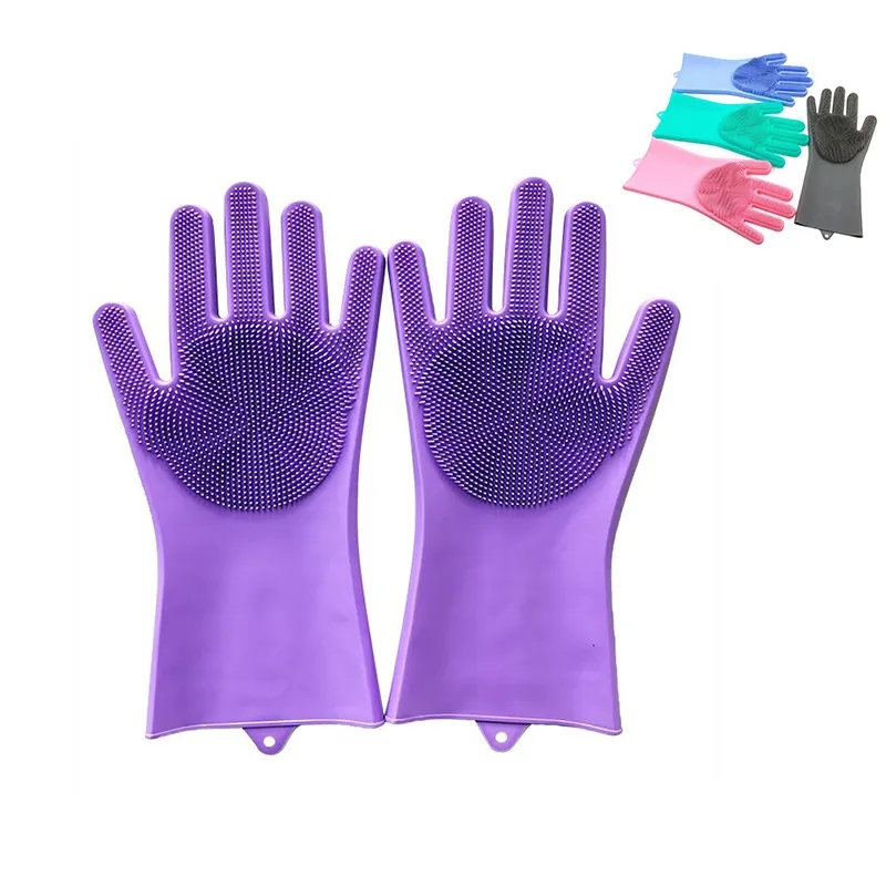 Heat Resistant Scrubber Household Silicone Gloves 1