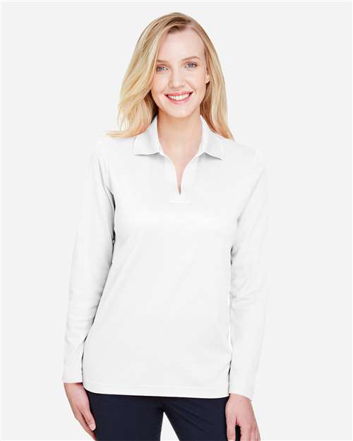 Women's CrownLux Performance® Plaited Long Sleeve Polo - DG20LW 18