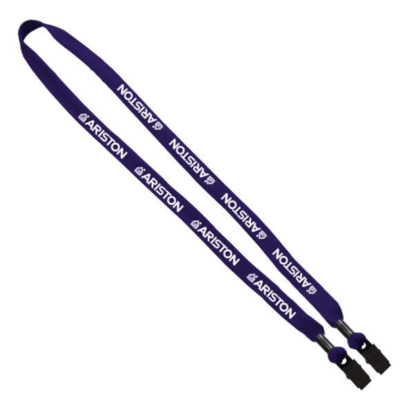 5/8" Double-Ended Polyester Shoelace Lanyard with Metal Crimp and Metal Bulldog Clip 15