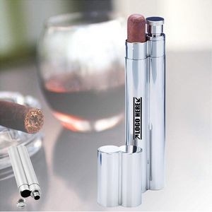 Silver Single Cigar Tube With 2oz Stainless Steel Flask 8