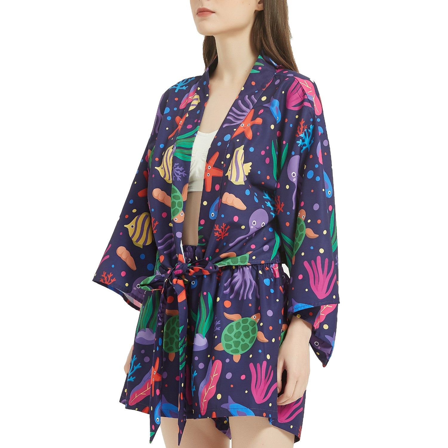 Women's 135 GSM Light 4-Way Stretch Front-Tie Hawaiian Shirts 4
