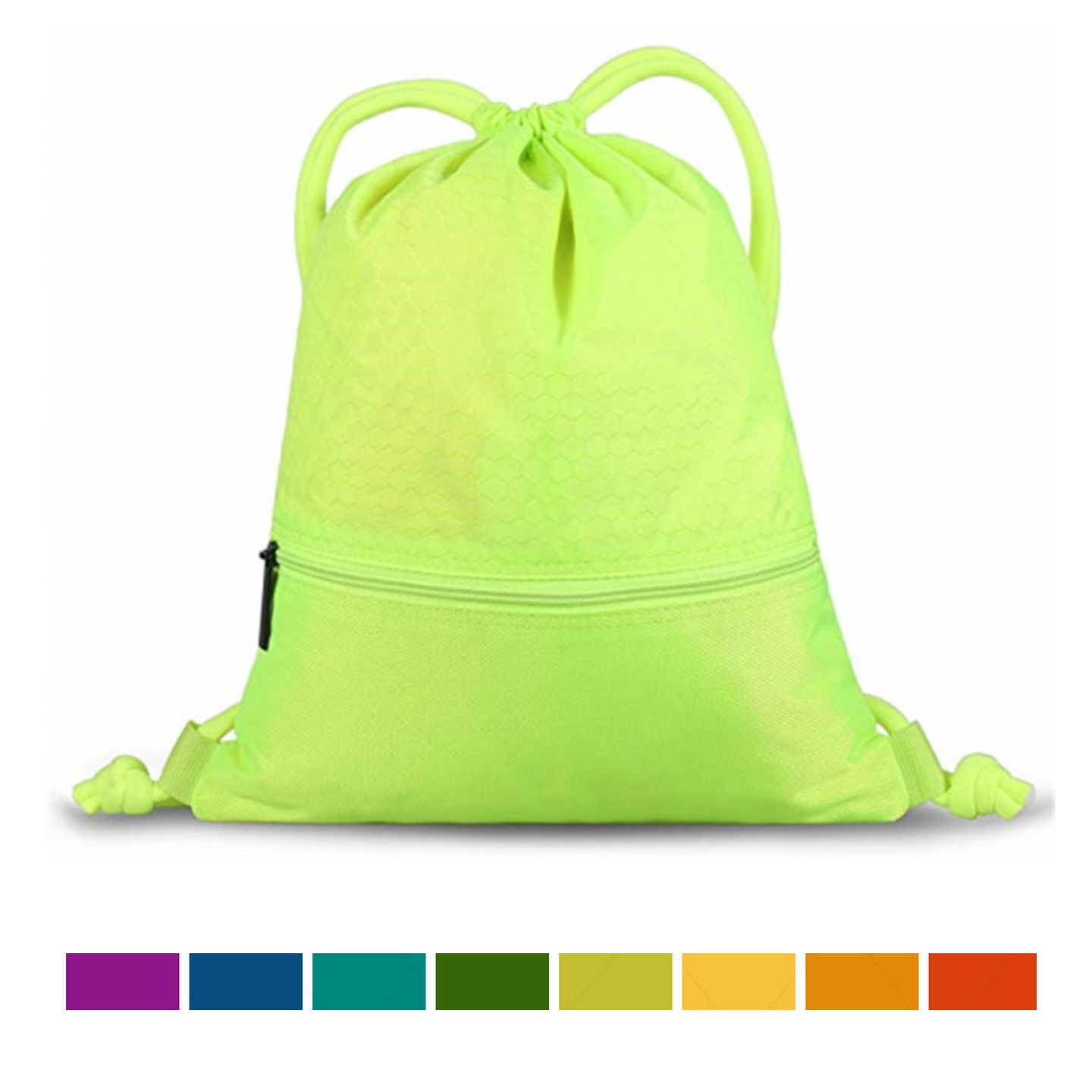 Honeycomb Drawstring Backpack With Zipper 2