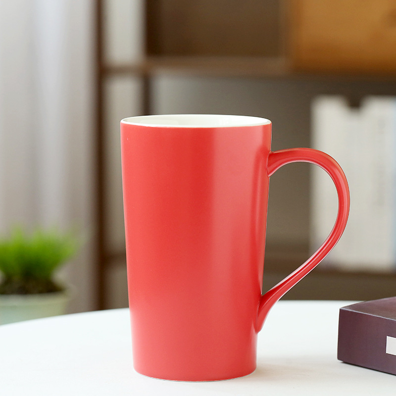 Matte Frosted Ceramic Mug With Lid And Spoon 5