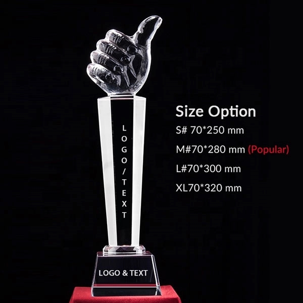 Crystal Thumbs Up Trophy 10