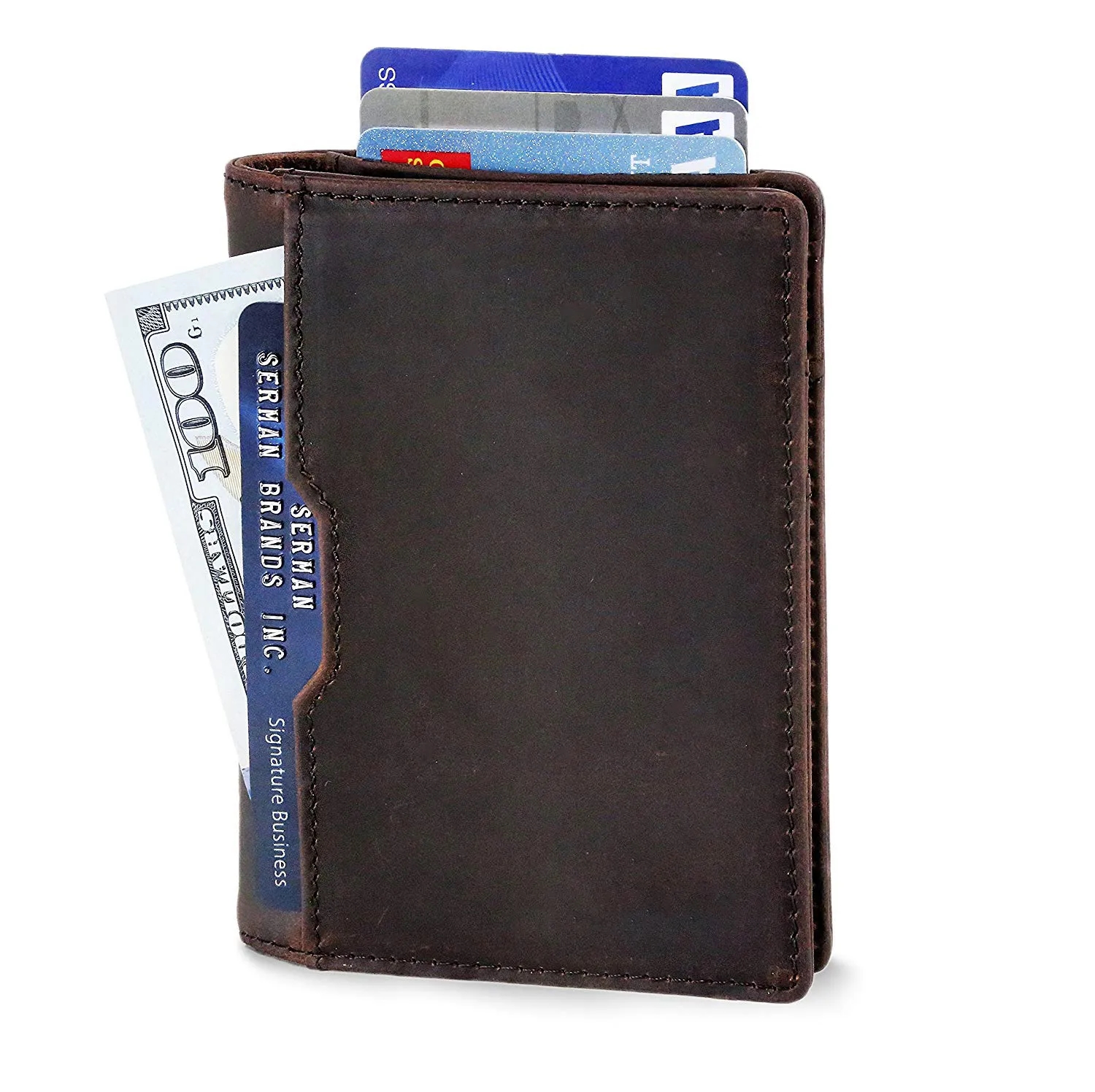 Front Pocket Minimalist Leather Slim Wallet RFID Blocking 5