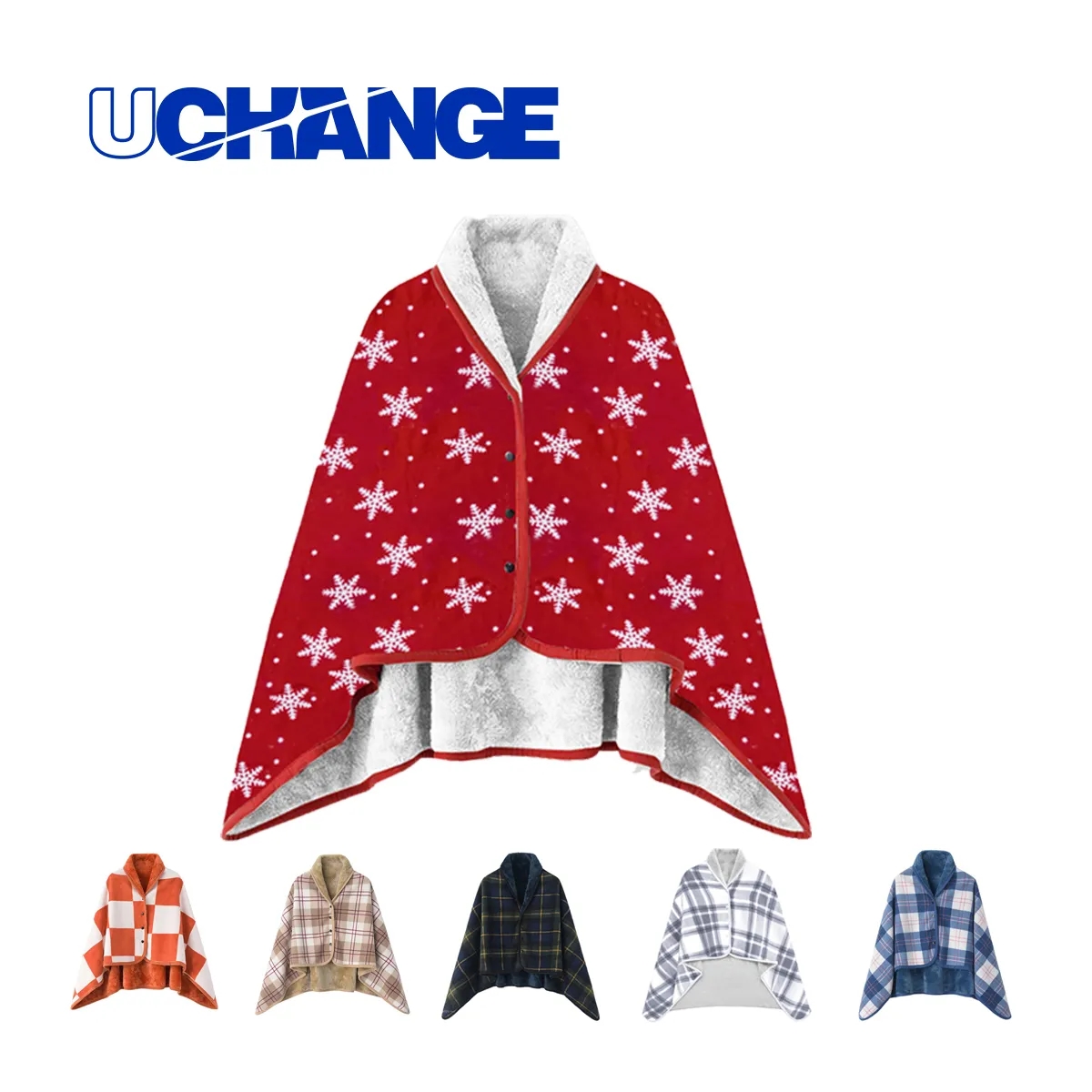 Sherpa-Lined Wearable Throw With Snaps, Holiday Print, custom hoodie or sweatshirt with logo imprint 9
