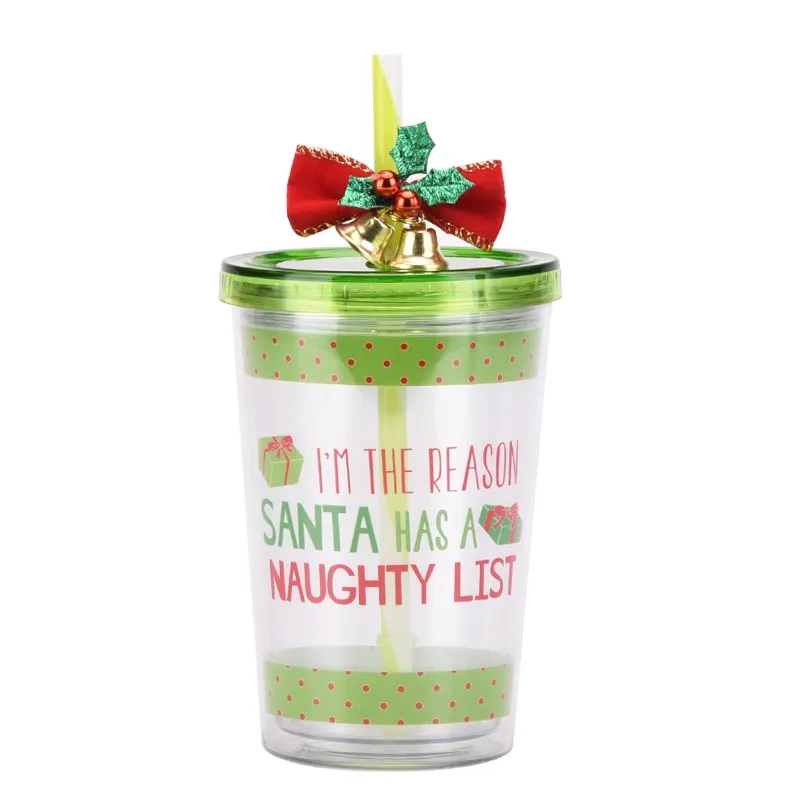Christmas Double Layer Plastic Water Cup 2