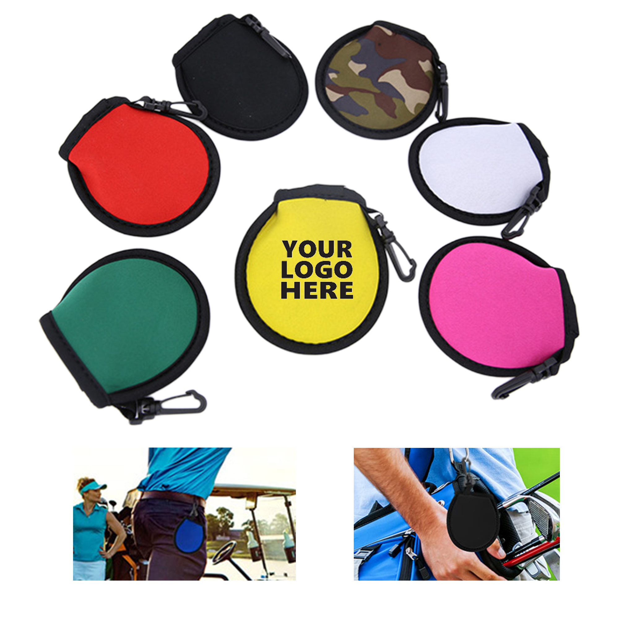Full Color Golf Ball Cleaner Pouch Pocket MOQ 100 PCS 2