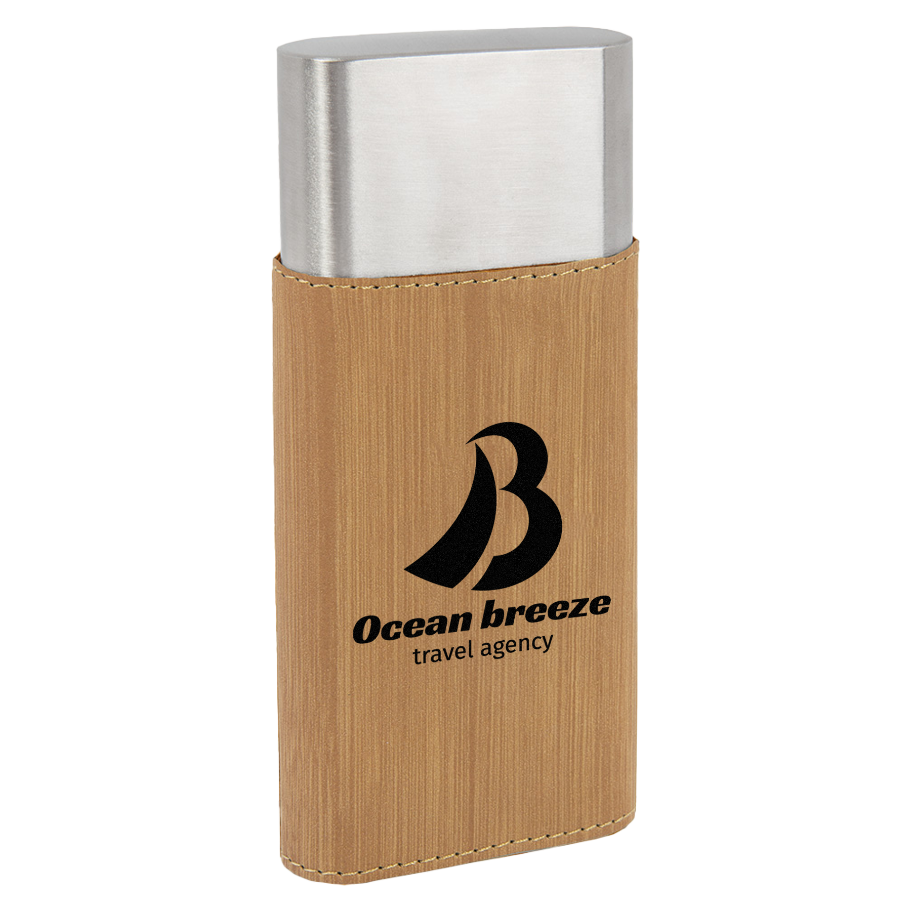 Bamboo Leatherette Cigar Case w/ Cutter