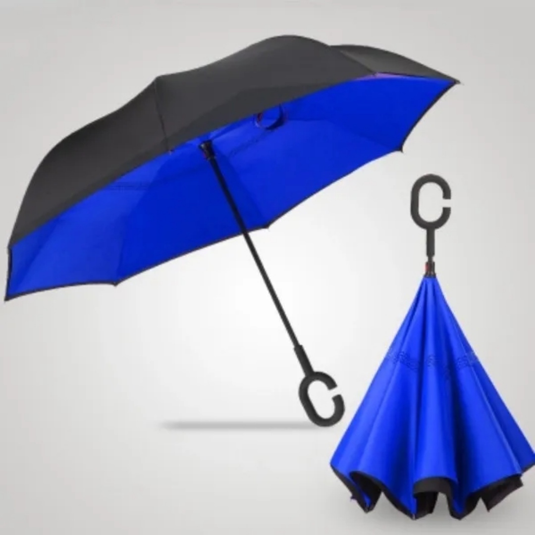 Inverted Reverse Upside Down Umbrella with C-Shaped Handle 5
