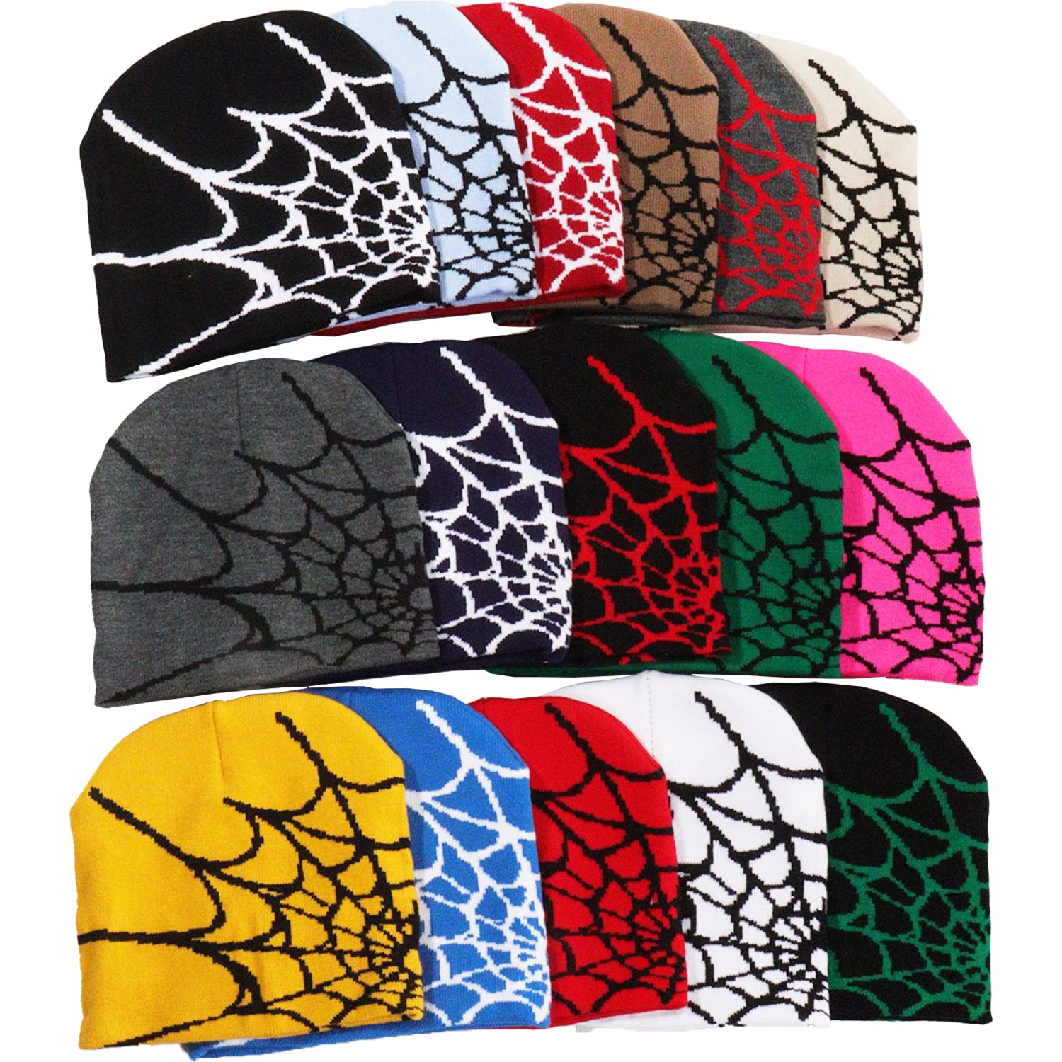 Knitted Beanie w/ Spider Web Design 4